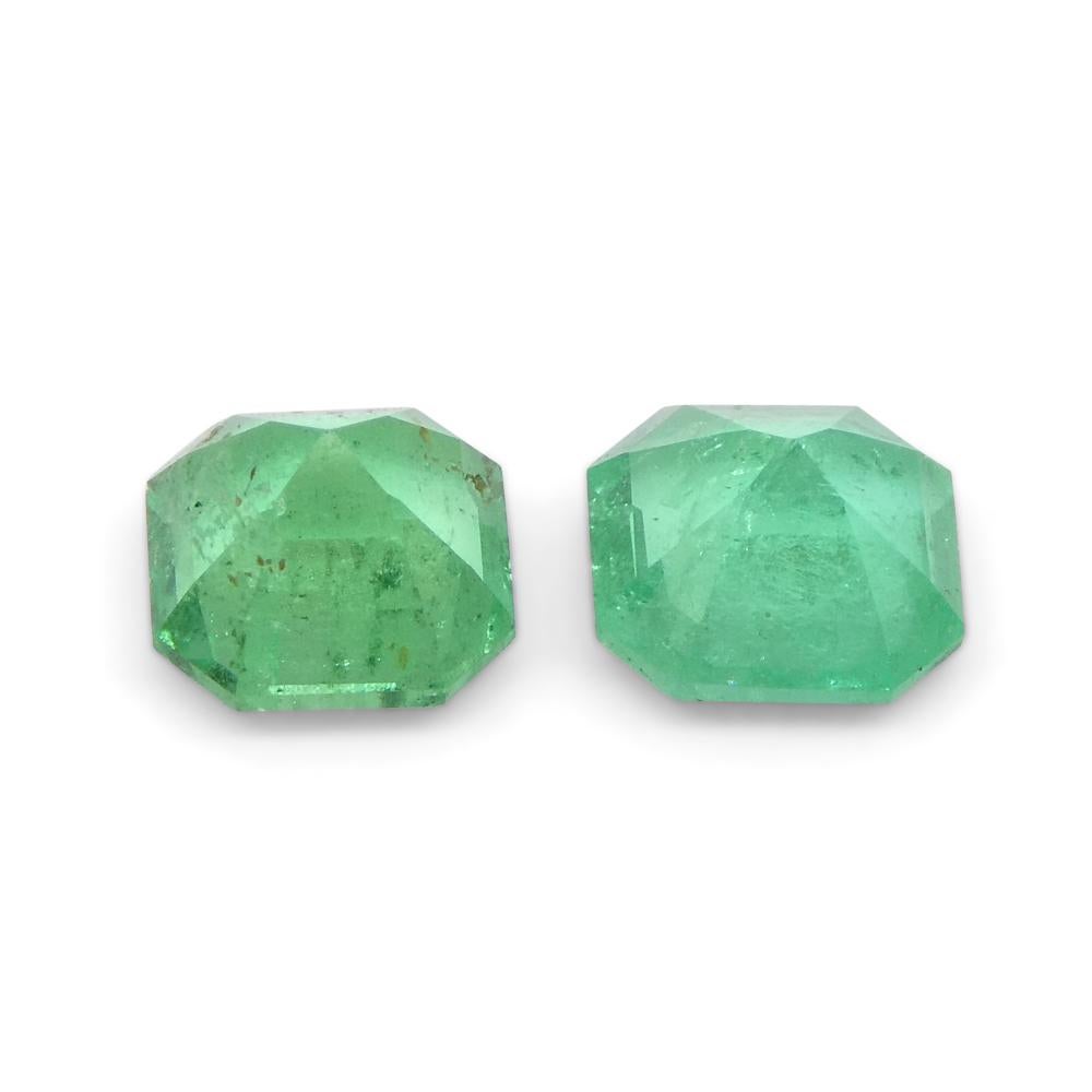 0.83ct Pair Square Green Emerald from Colombia For Sale 2