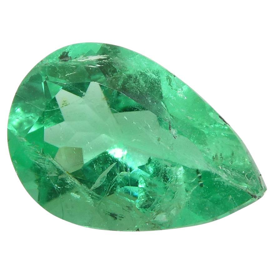 0.83ct Pear Green Emerald from Colombia For Sale