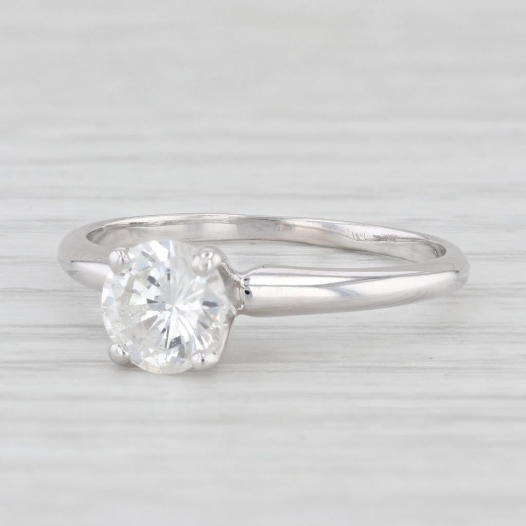 0.83ct Round Solitaire Diamond Engagement Ring 14k White Gold Size 6.5 1