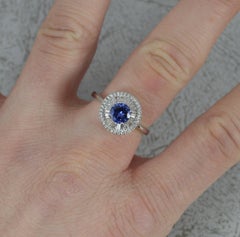 0.83ct Tanzanite 1.02ct Diamond Target Halo 18ct White Gold Cluster Ring