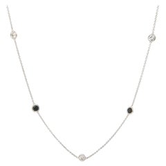 black diamond station necklace 0.83ctw Black Diamond and 0.44ctw White Diamond Station Necklace in 14K