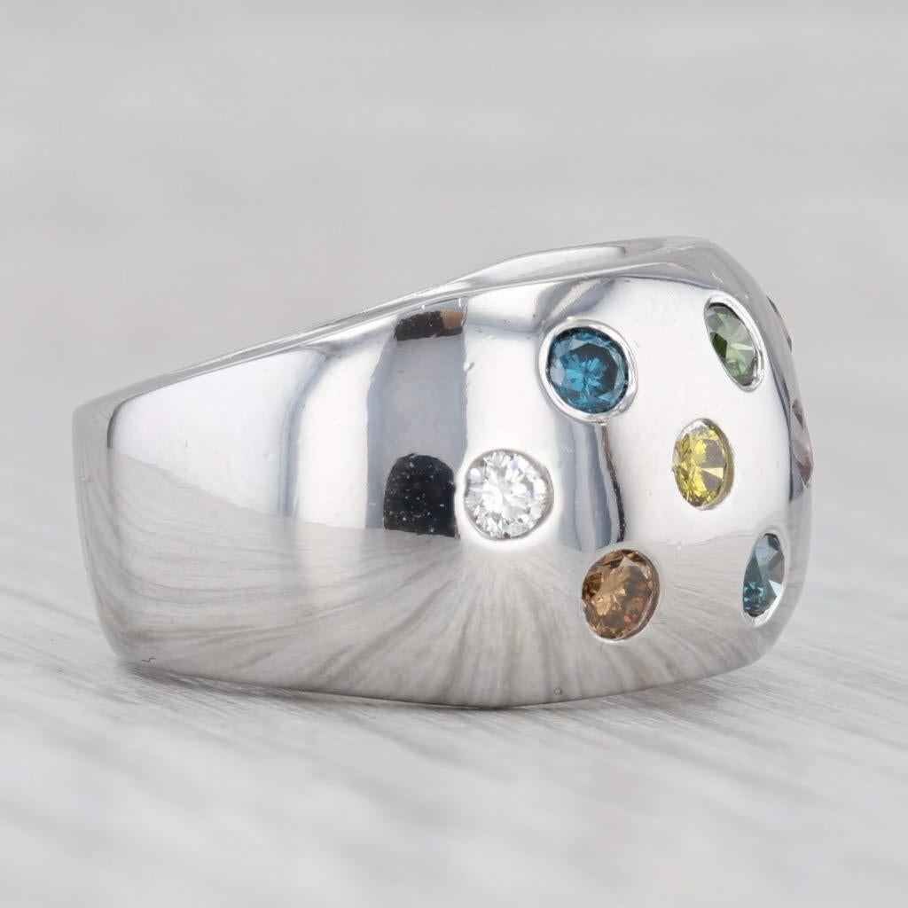 0.83ctw Bunte Diamant Dots Ring 18k Weißgold Größe 7 Cocktail für Damen oder Herren im Angebot