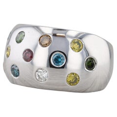 0.83ctw Colorful Diamond Dots Ring 18k White Gold Size 7 Cocktail