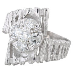 0.83ctw Diamond Cluster Bypass Ring 14k White Gold Size 7