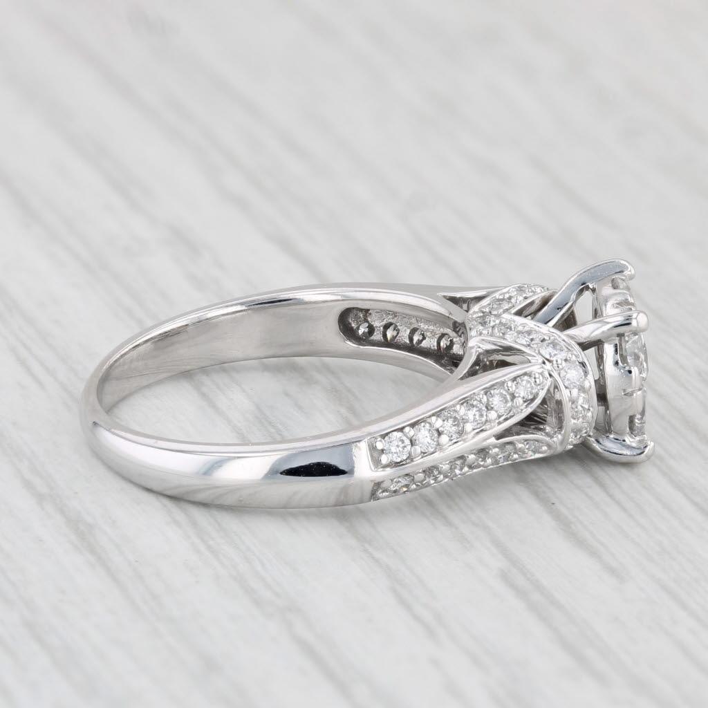 0.83ctw Diamond Cluster Engagement Ring 14k White Gold Size 7.75 In Good Condition For Sale In McLeansville, NC