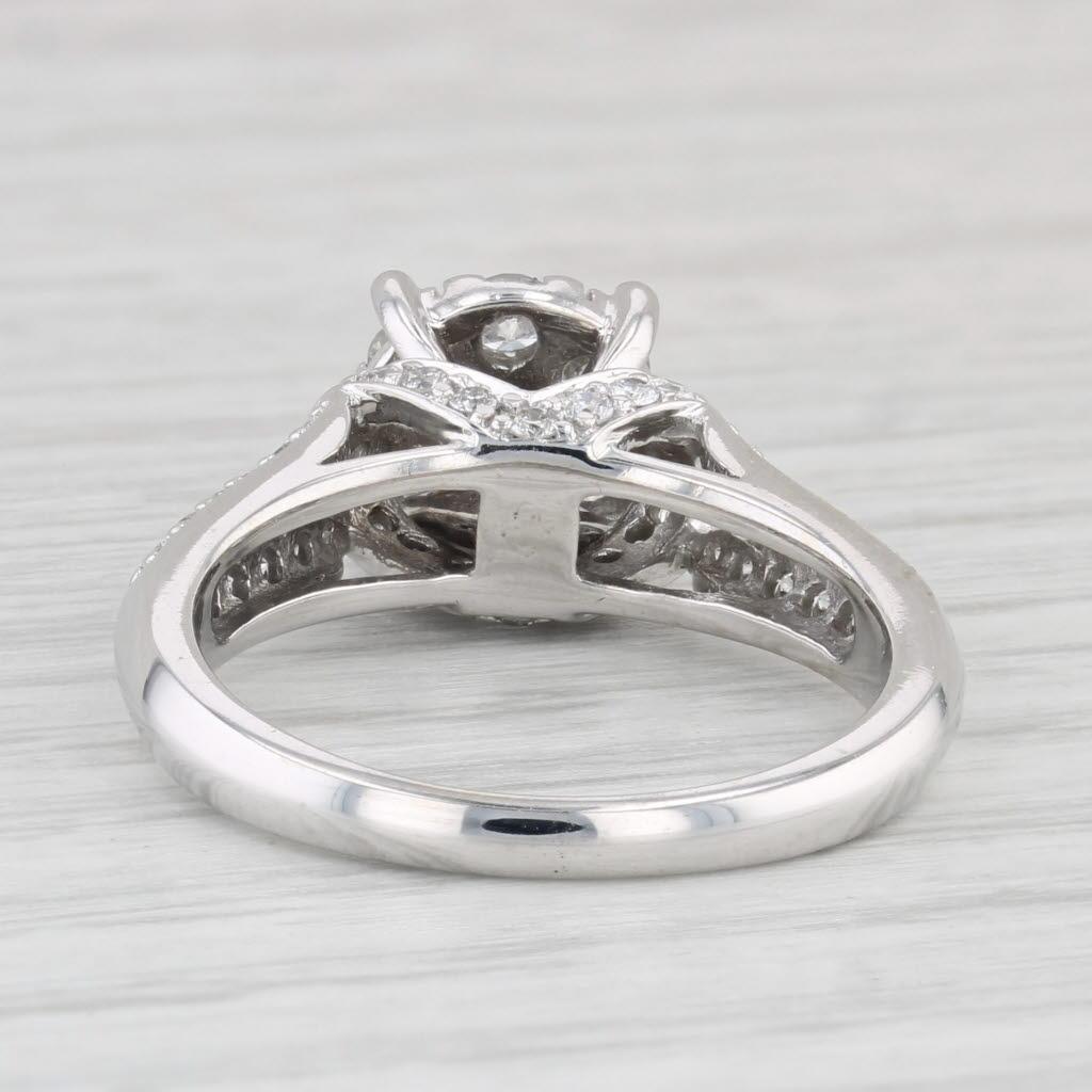 Women's 0.83ctw Diamond Cluster Engagement Ring 14k White Gold Size 7.75 For Sale