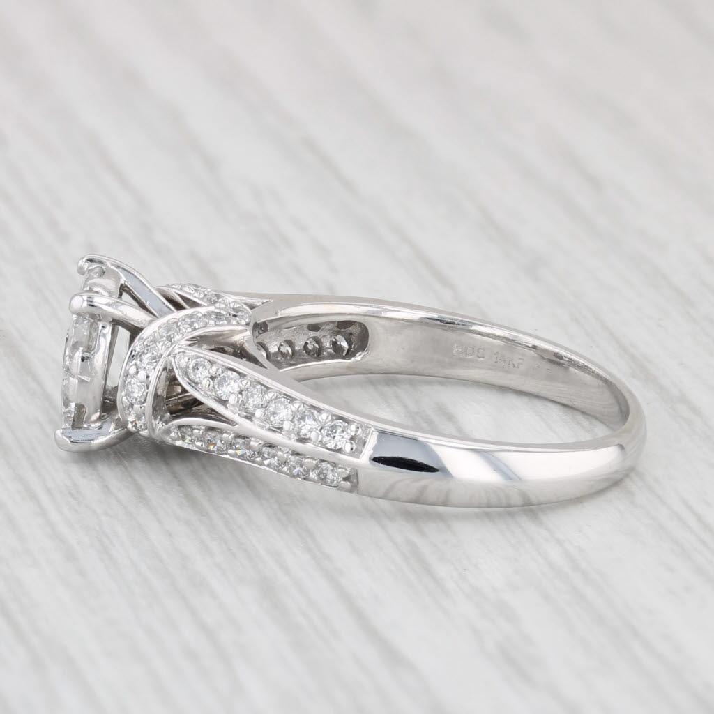 0.83ctw Diamond Cluster Engagement Ring 14k White Gold Size 7.75 For Sale 3