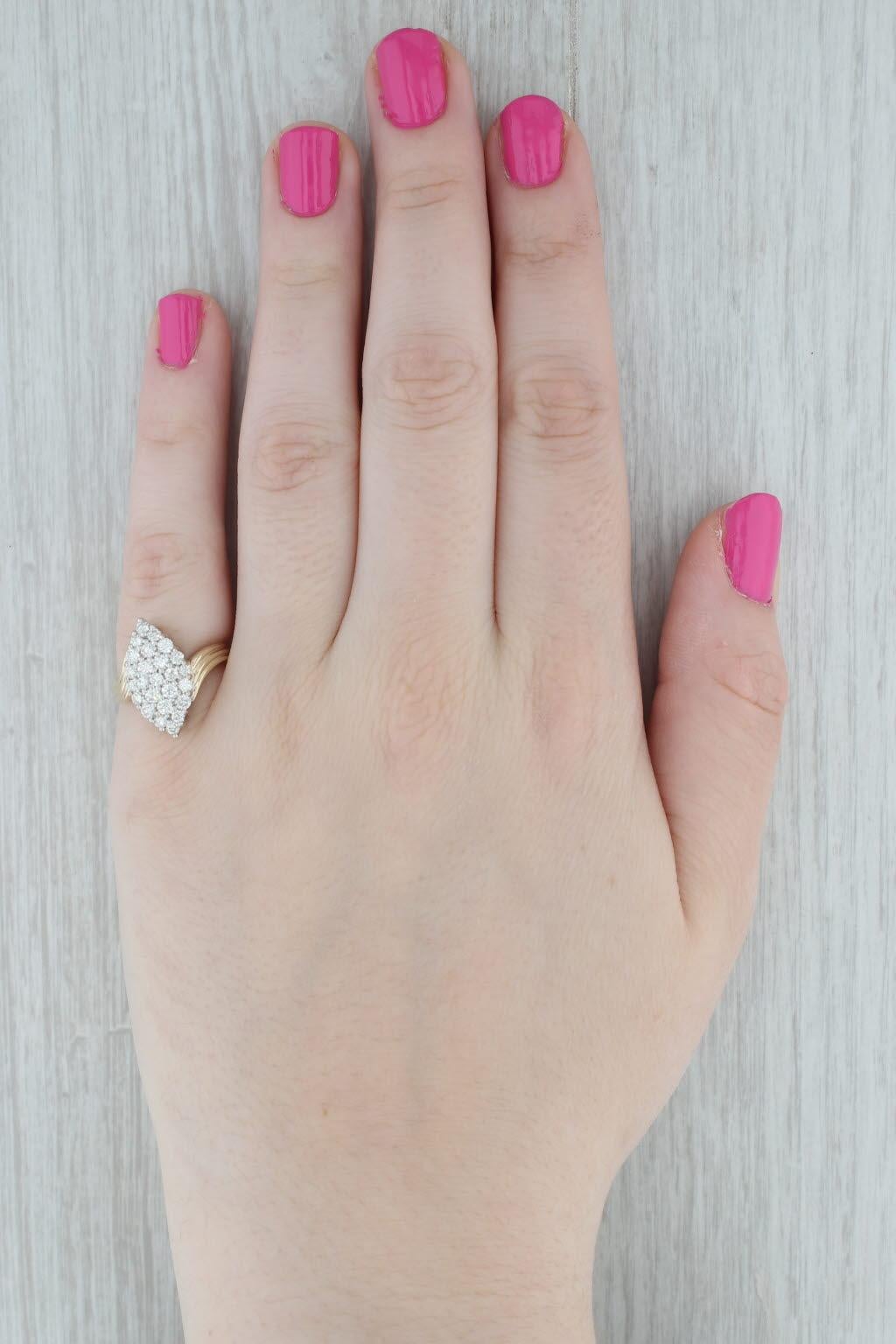 Taille ronde Bague bypass marquise en or jaune 14 carats avec diamants de 0,83 carat, taille 6,25 en vente