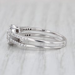0.83ctw Diamond Flower Cluster Engagement Ring 14k White Gold Size 7.75