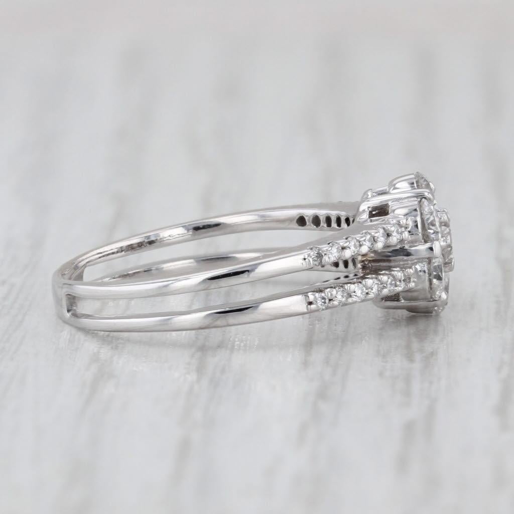 0.83ctw Diamond Flower Cluster Engagement Ring 14k White Gold Size 7.75 Unisexe en vente