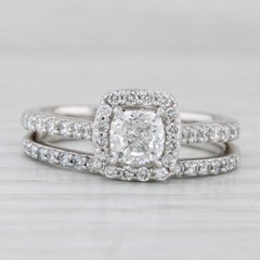 0,83 Karat Diamant Halo Verlobungsring 14k Gold Größe 7