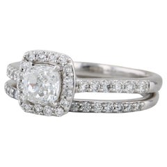 0,83 Karat Diamant Halo Verlobungsring 14k Gold Größe 7