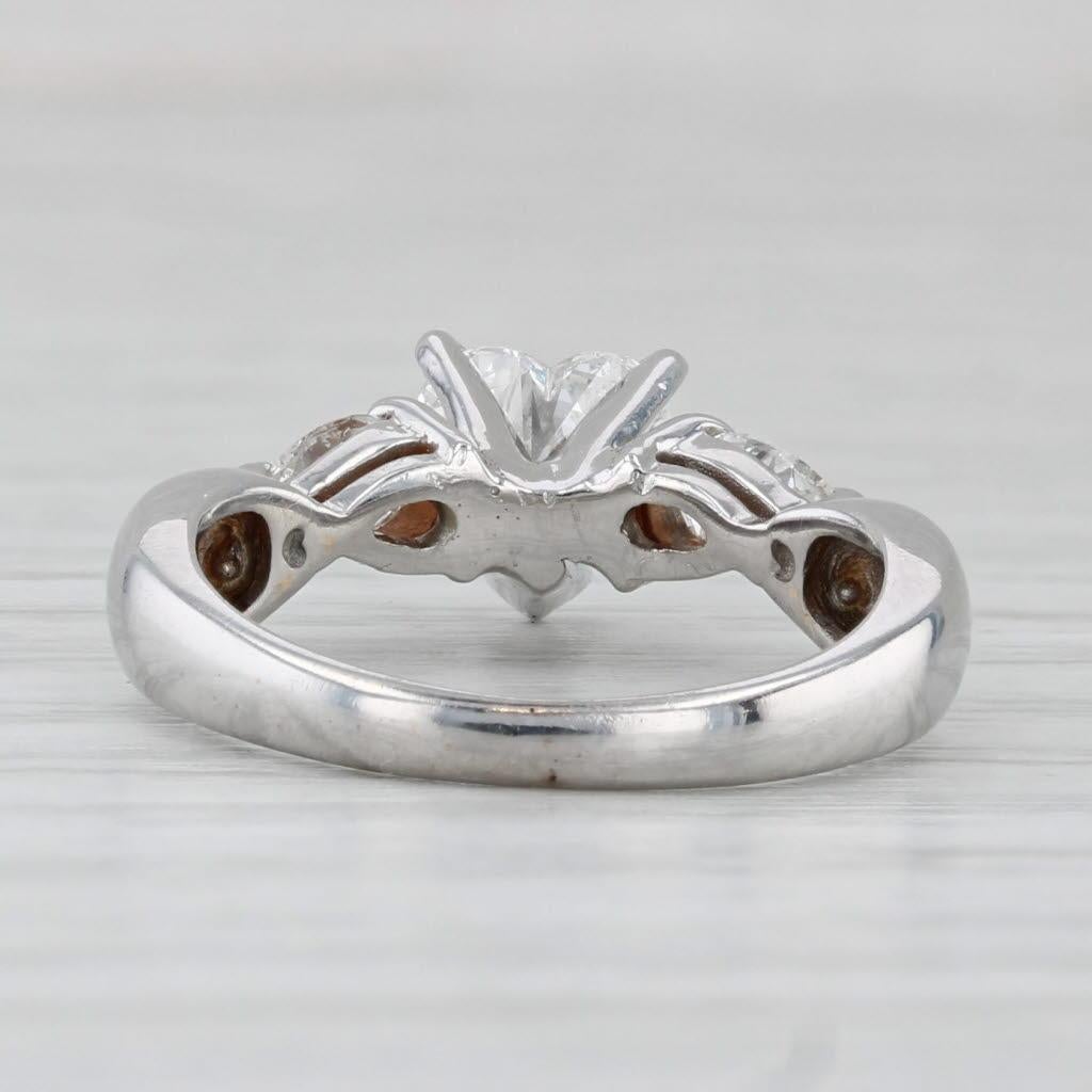 Heart Cut 0.83ctw Diamond Heart Engagement Ring 14k white Gold Size 4.25 For Sale
