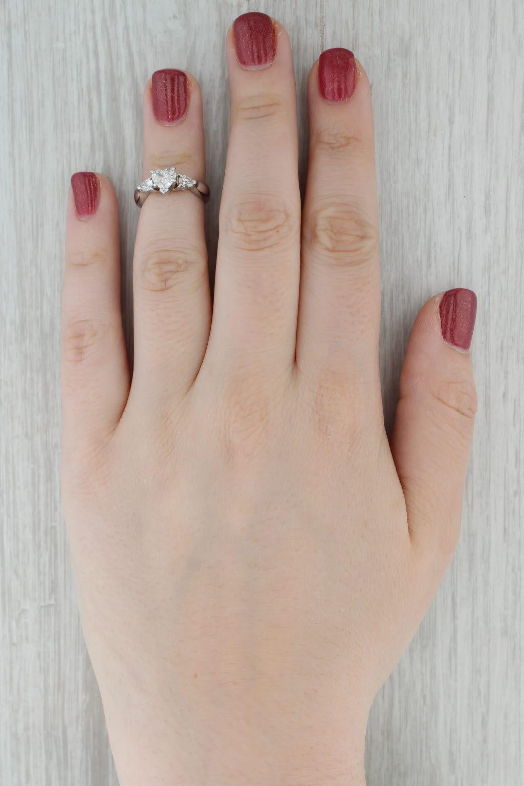 0.83ctw Diamond Heart Engagement Ring 14k white Gold Size 4.25 For Sale 4