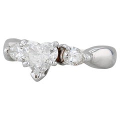 0.83ctw Diamond Heart Engagement Ring 14k white Gold Size 4.25