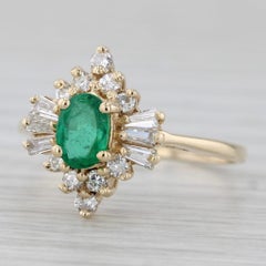 0.83ctw Emerald Diamond Halo Ring 14k Yellow Gold Size 6.5 Engagement