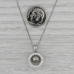 0.83ctw Floating Diamond Halo Pendant Necklace 14k White Gold 18.75" Box Chain