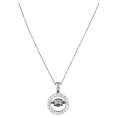 0.83ctw Floating Diamond Halo Pendant Necklace 14k White Gold 18.75" Box Chain