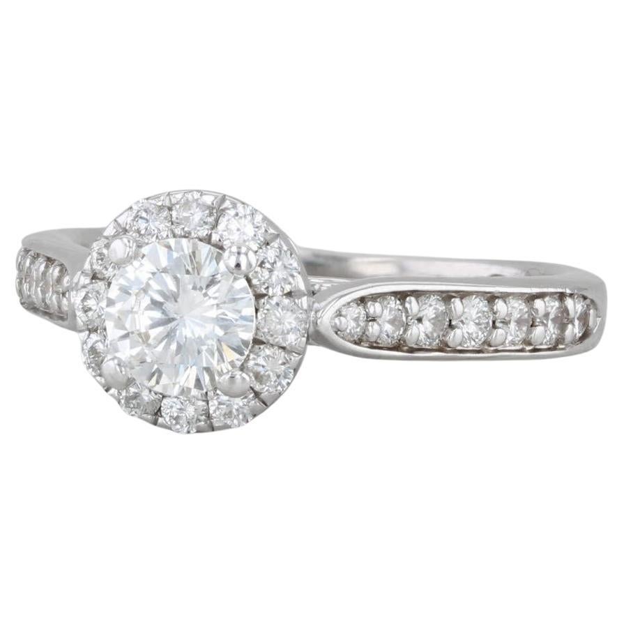 0.83ctw The Leo Diamond Engagement Ring Round Halo 14k White Gold Size 4.75