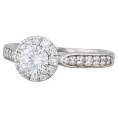 0.83ctw The Leo Diamond Engagement Ring Round Halo 14k White Gold Size 4.75