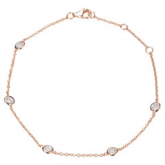 Bracelet à chaîne réglable en or rose 14 carats avec zirconia taille brillant en forme de cube de 0,84 carat
