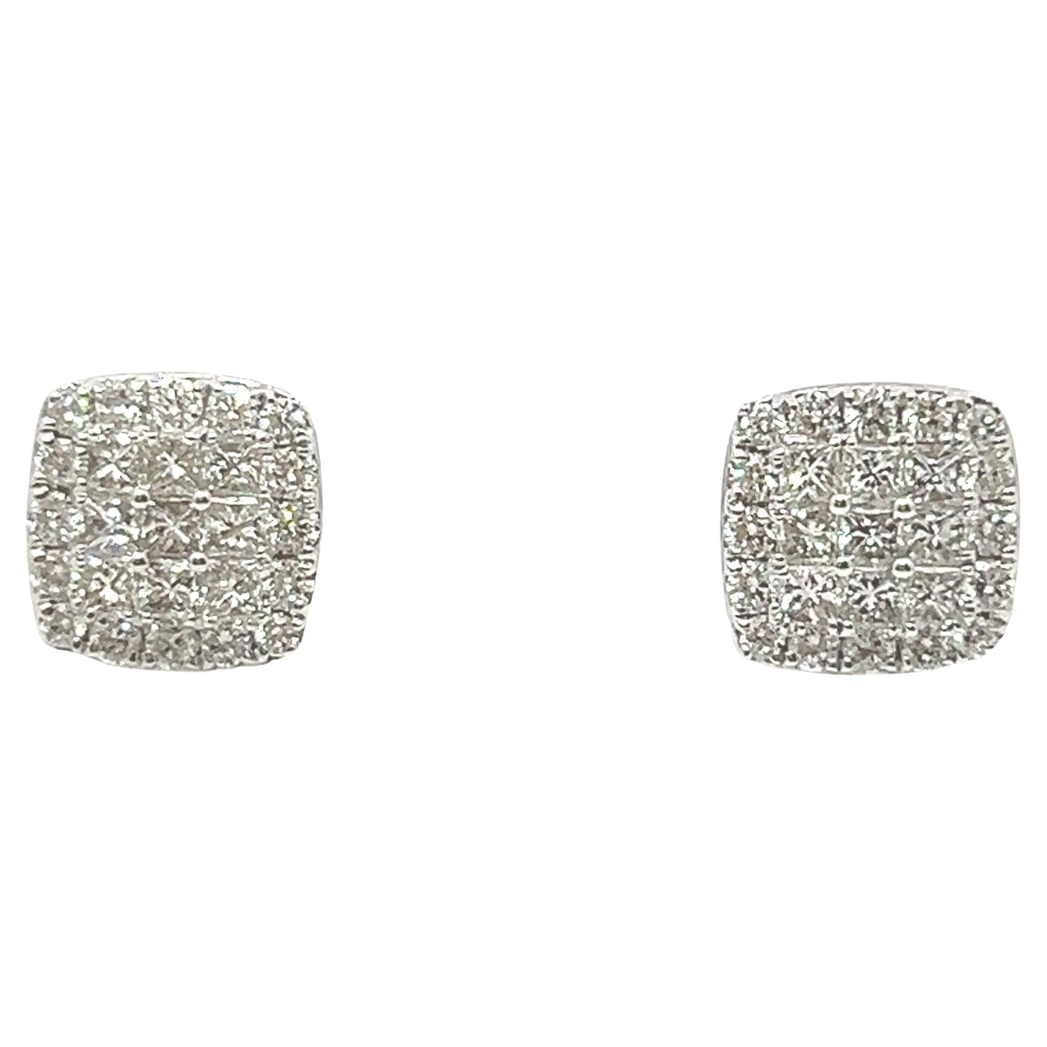 0.84 Carat Diamonds Studs Earrings set in 18K White Gold