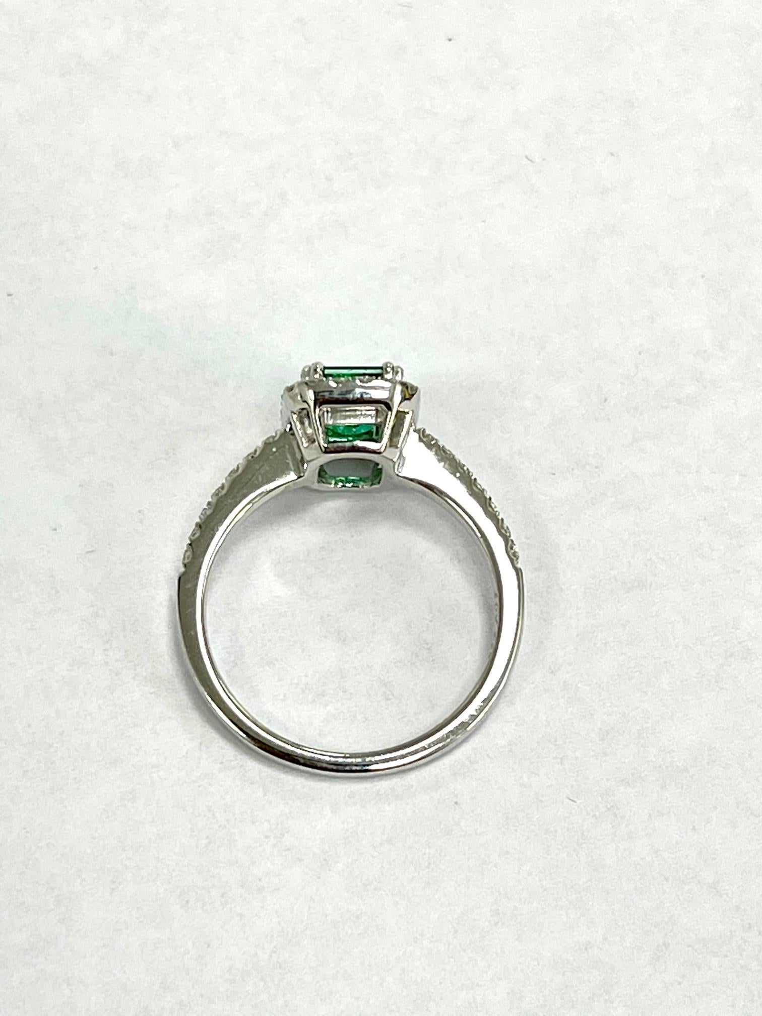 Emerald Cut 0.84 Carat Emerald Diamond Cocktail Ring