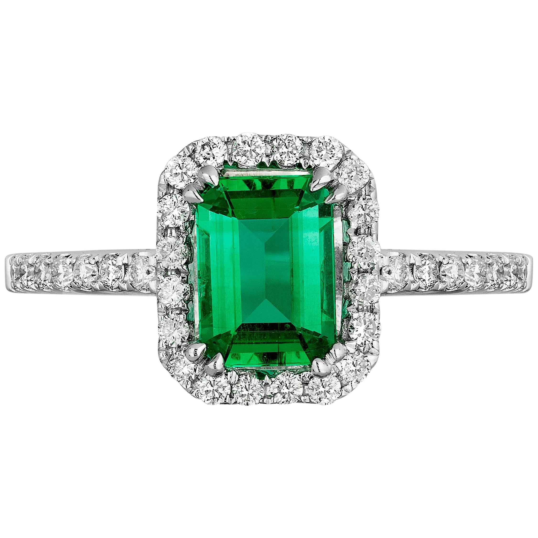 0.84 Carat Emerald Diamond Cocktail Ring