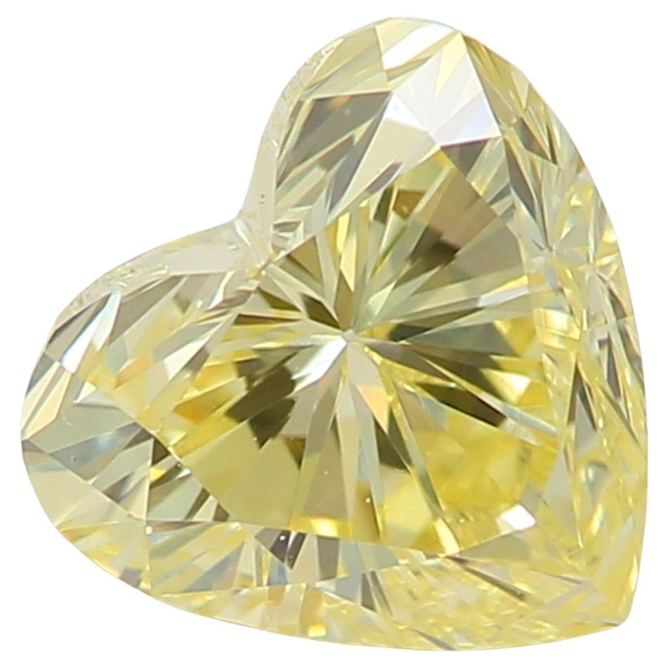 0.84 Carat Fancy Yellow Heart Cut Diamond VS1 Clarity GIA Certified For Sale