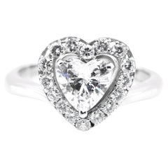 0.84 Carat Natural D Color, VVS-2 Clarity Heart Cut Diamond Ring Set in Platinum