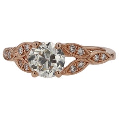 Edwardian Style Old European Cut Diamond Rose Gold Engagement Ring