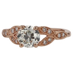 Verlobungsring im edwardianischen Stil mit europäischem Diamantschliff aus Roségold