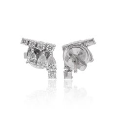 0,84 Karat runder 
birnenförmiger Diamant-Ohrstecker aus 14 Karat Weißgold Schmuck