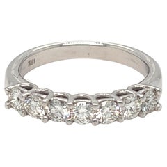 0.84 carat Seven Stone Diamond Half Eternity Band Ring 18K White Gold