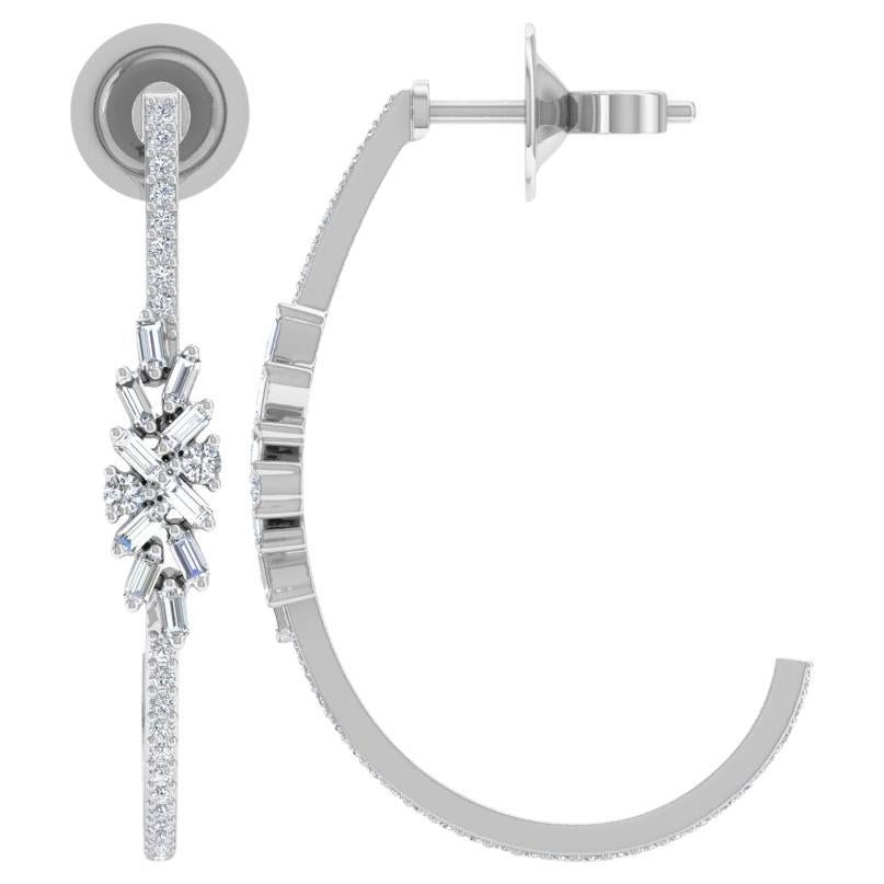 Pendientes de diamantes talla brillante redonda SI/H de 0,84 quilates Oro blanco de 18k