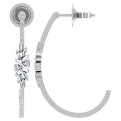 0,84 Carati SI/H Baguette Rotondo Taglio Brilliante Orecchini di diamanti in oro bianco 18k