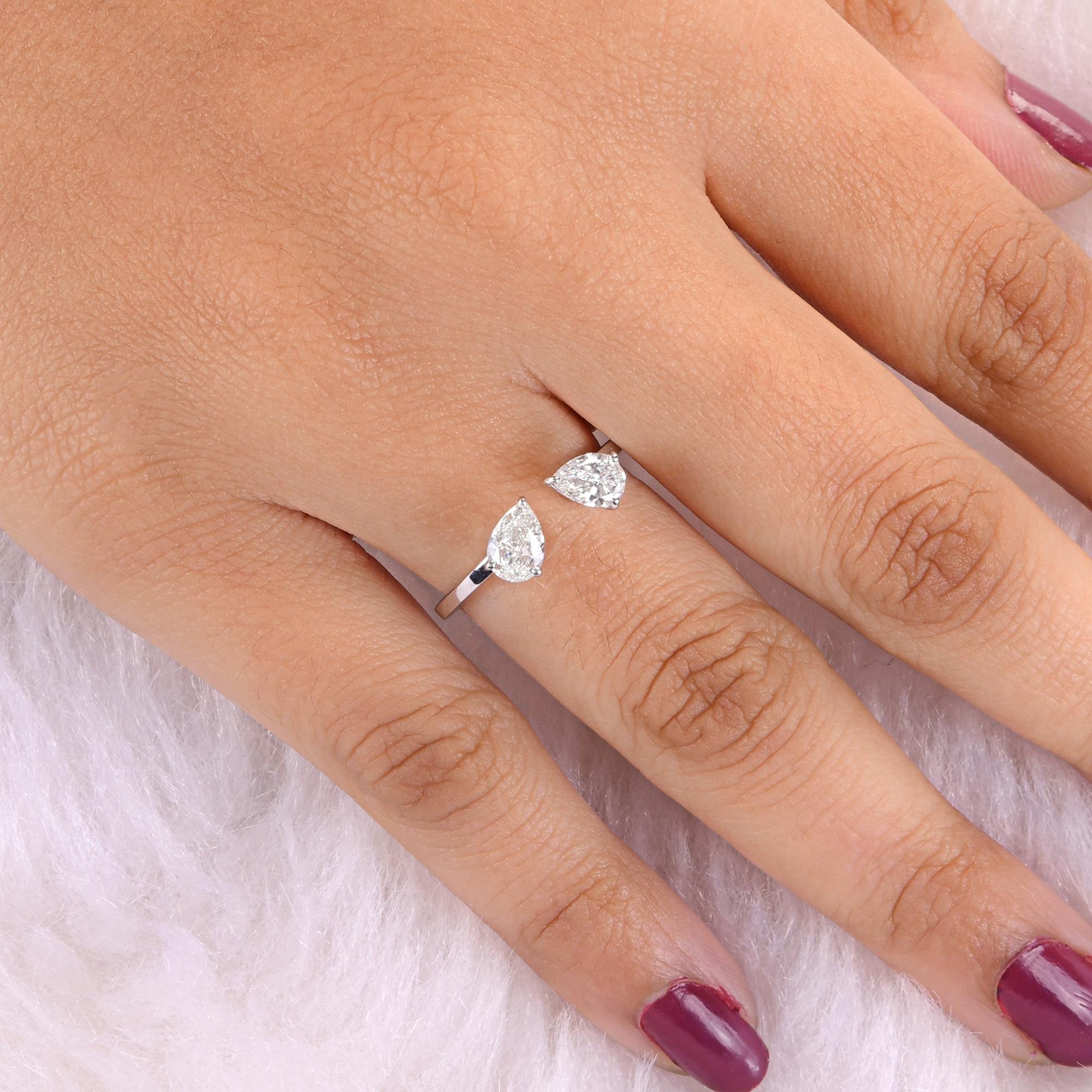 0,84 quilates SI/H Anillo puño diamante talla pera brillante Joyas de oro blanco de 14 quilates Corte pera en venta