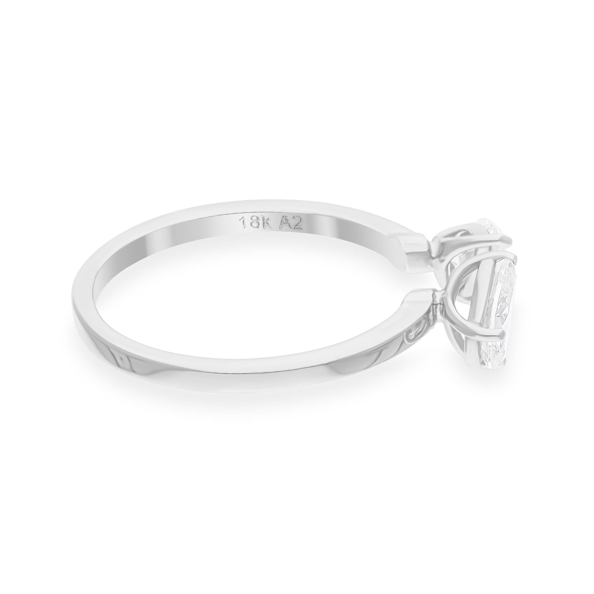 0,84 quilates SI/H Anillo puño diamante talla pera brillante Joyas de oro blanco de 14 quilates en Nuevo estado para la venta en Diera, Dubai