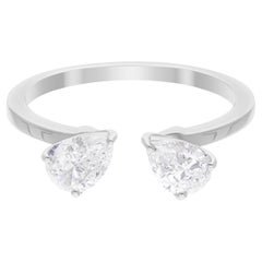 0,84 Karat SI/H Birnenschliff Diamant-Manschettenring aus 18 Karat Weißgold mit Brillantschliff