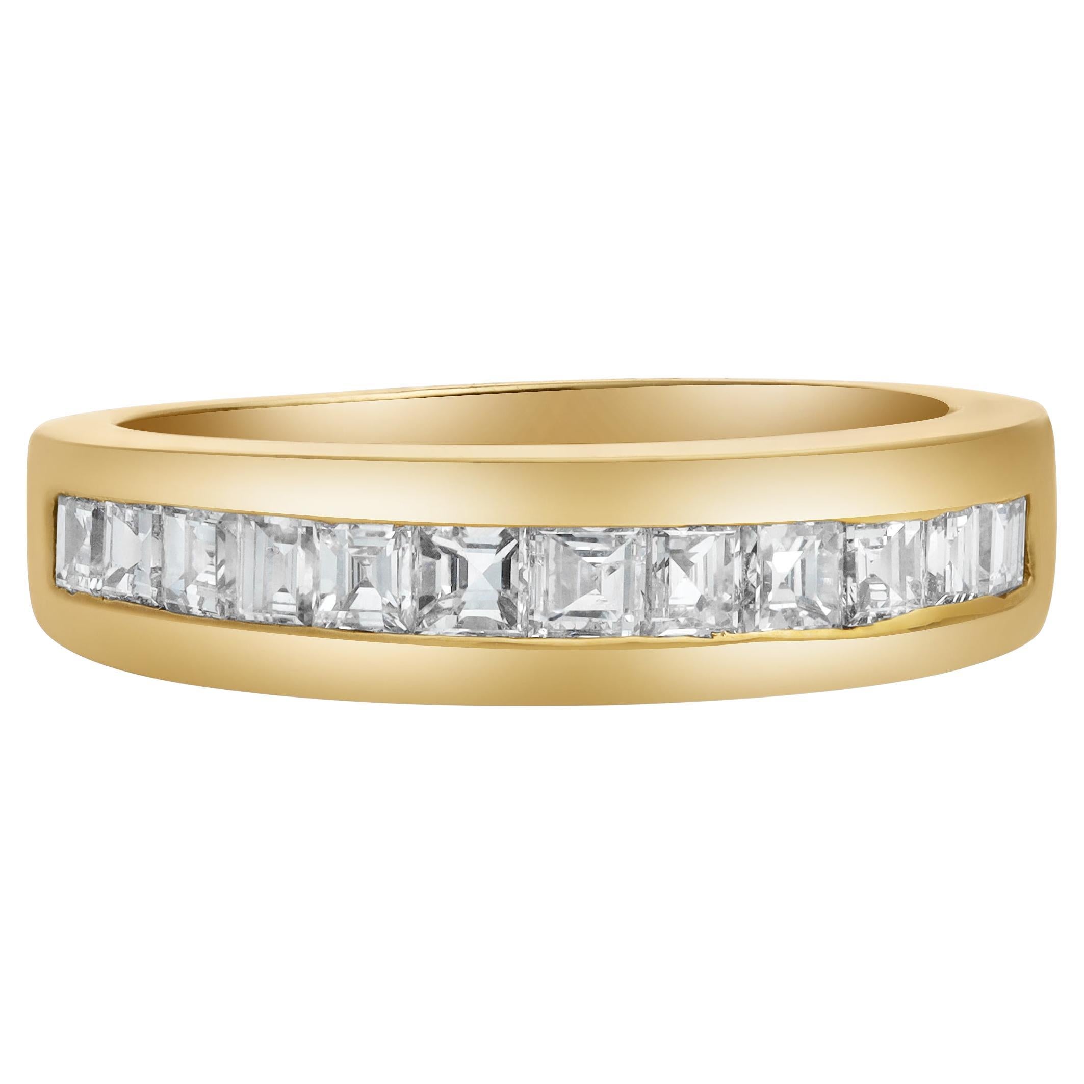 0,84 Karat Baguetteschliff Diamant Ehering in Gelbgold