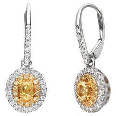 0.84 Carat T.W. Yellow Diamond 18 Karat Two-Tone Gold Earrings