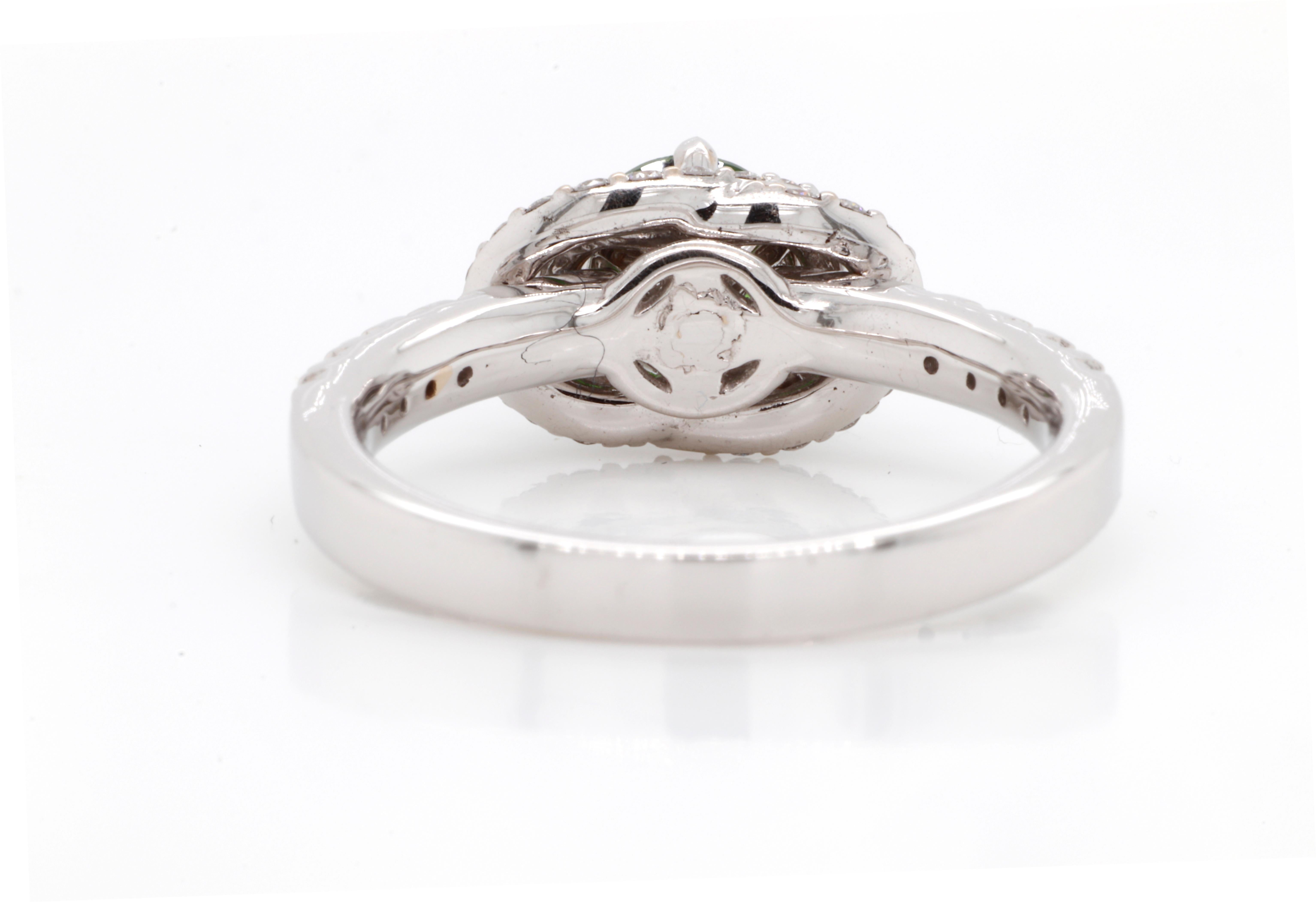 Round Cut Russian Demantoid 18 Karat Gold Diamond Engagement Wedding Fashion Ring For Sale