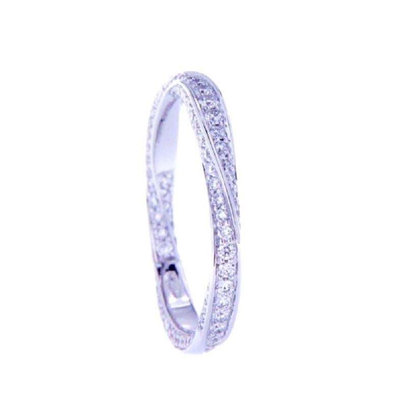 Round Cut 0.84 Ct Diamonds 18kt White Gold Wedding Ring For Sale