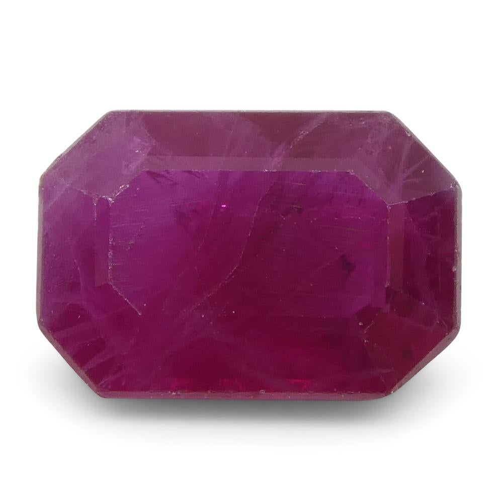 0.84 ct Emerald Cut Ruby Burma For Sale 1