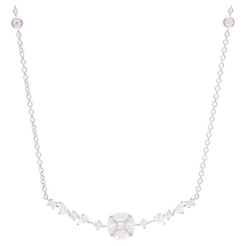 0,84 CTW runde Diamanten 14K Rose Gold Small Chain Collection Delicate Halskette