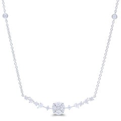 0.84 CTW round diamonds 14K White gold Small Chain Collection Delicate Necklace