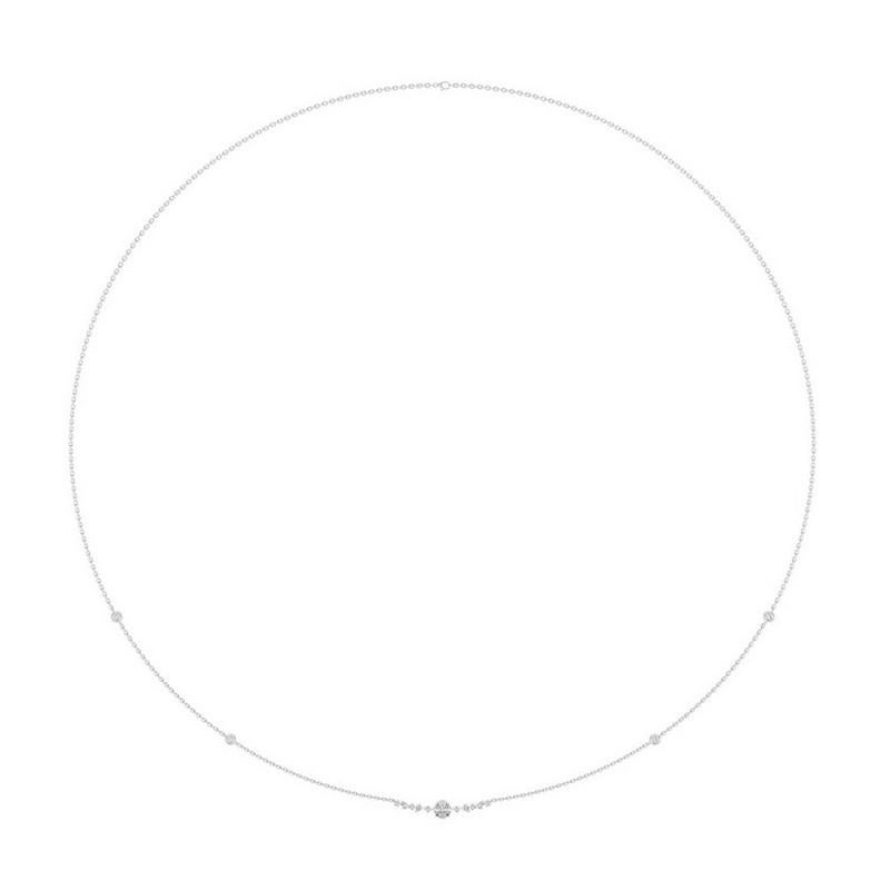 Moderno Diamanti rotondi 0,84 CTW in oro bianco 18K Collana Delicata a catena piccola Collection'S in vendita