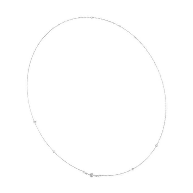 Taglio rotondo Diamanti rotondi 0,84 CTW in oro bianco 18K Collana Delicata a catena piccola Collection'S in vendita
