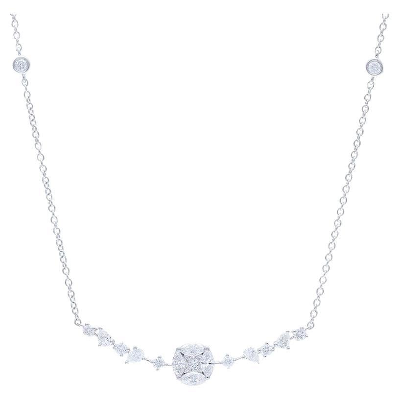 0,84 CTW runde Diamanten 18K Weißgold Small Chain Collection Delicate Halskette