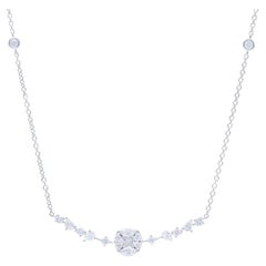 0,84 CTW runde Diamanten 18K Weißgold Small Chain Collection Delicate Halskette